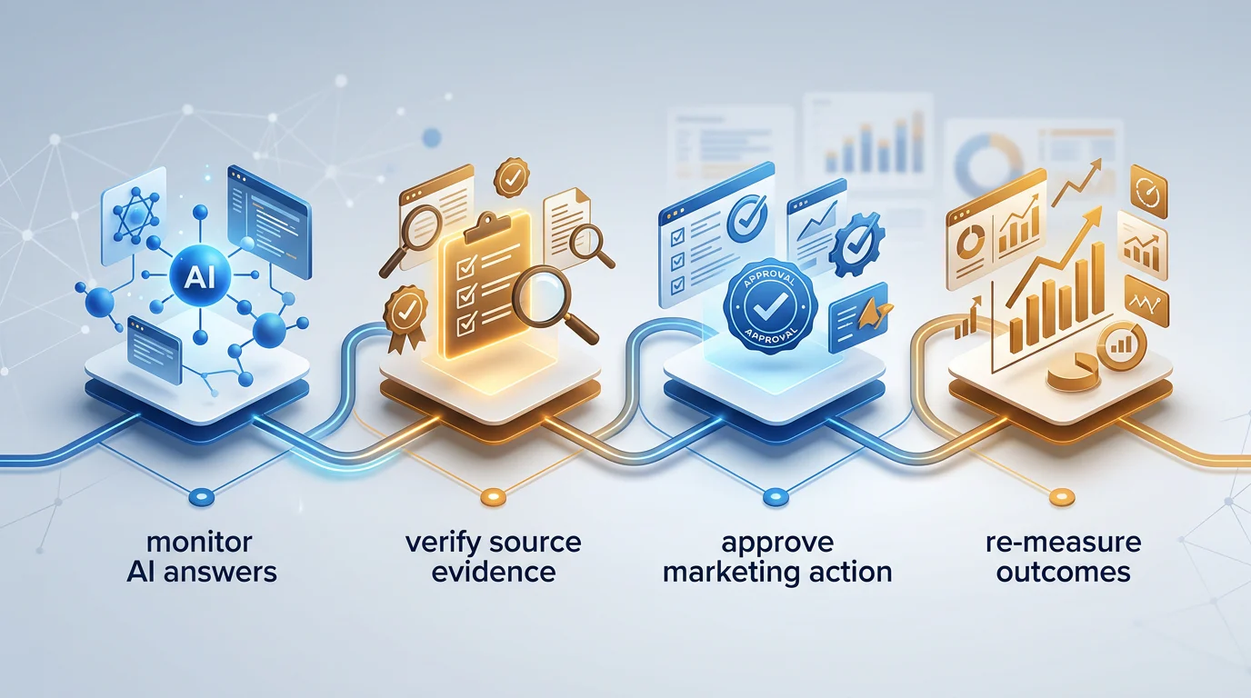 Human-approved AI visibility workflow
