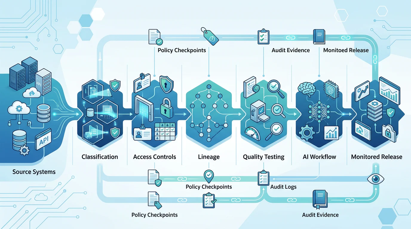 AI data governance lifecycle from source to release