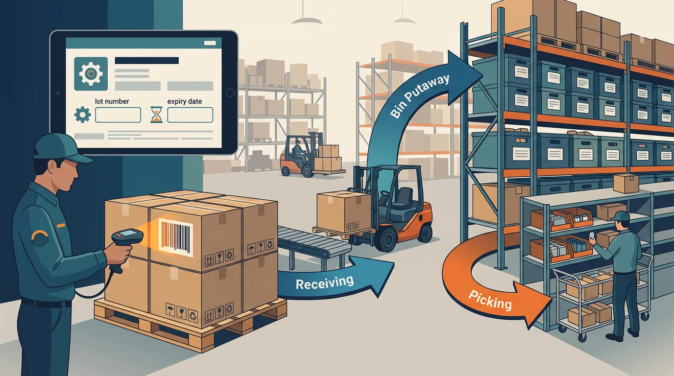 Lot capture workflow at receiving