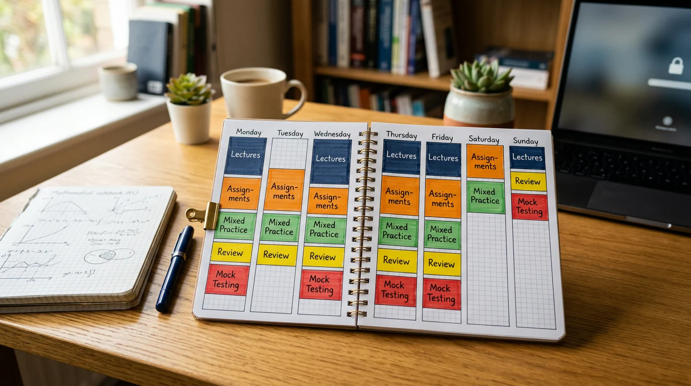 Weekly MSc and NET planning calendar