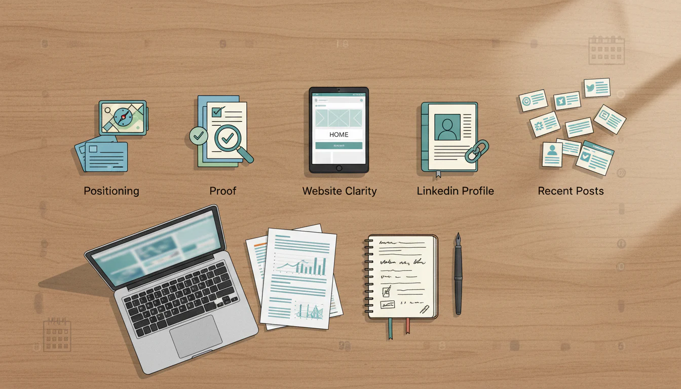 Five-day consultant personal brand audit workspace