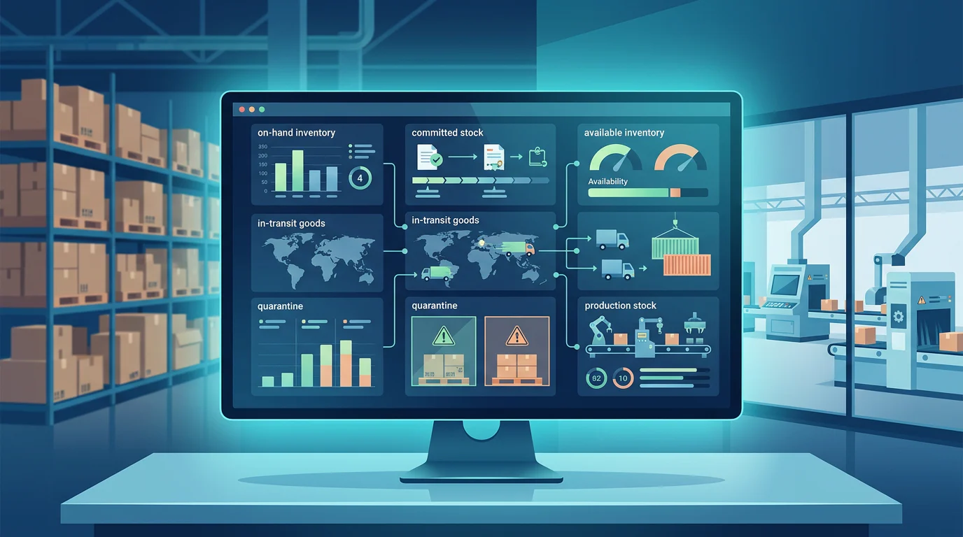 Inventory visibility dashboard with linked operational states