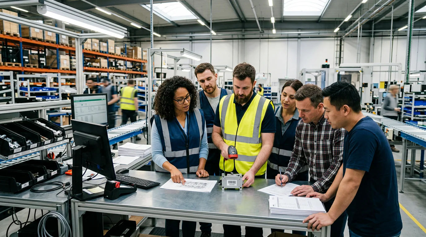 Manufacturing team testing reservation and traceability workflow