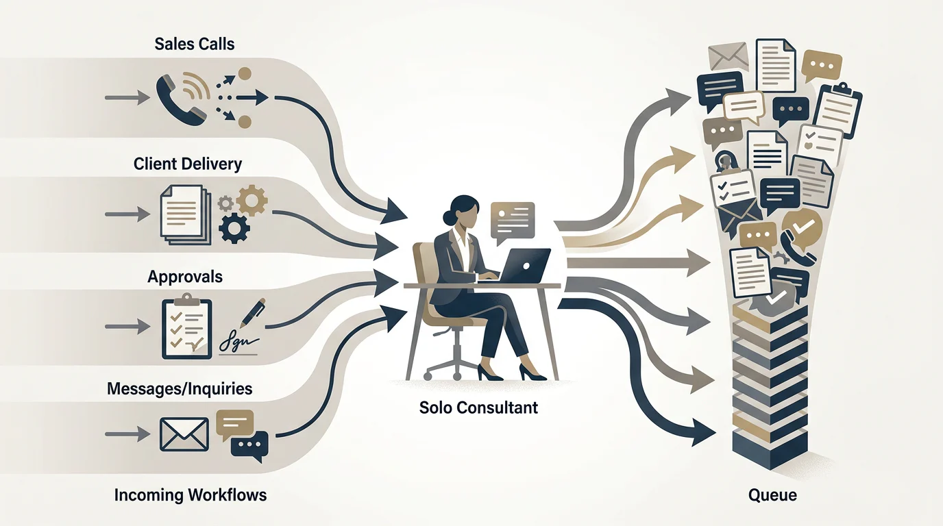 Founder work flowing into a single bottleneck