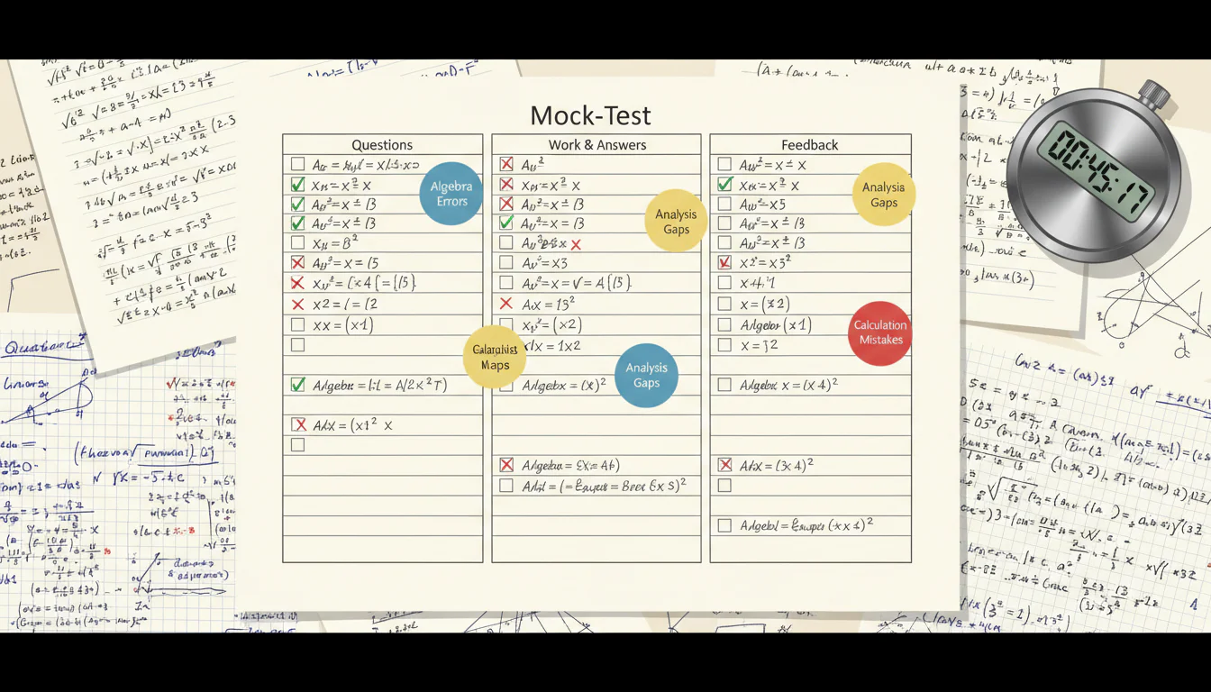 Annotated mock-test autopsy for a mathematics exam