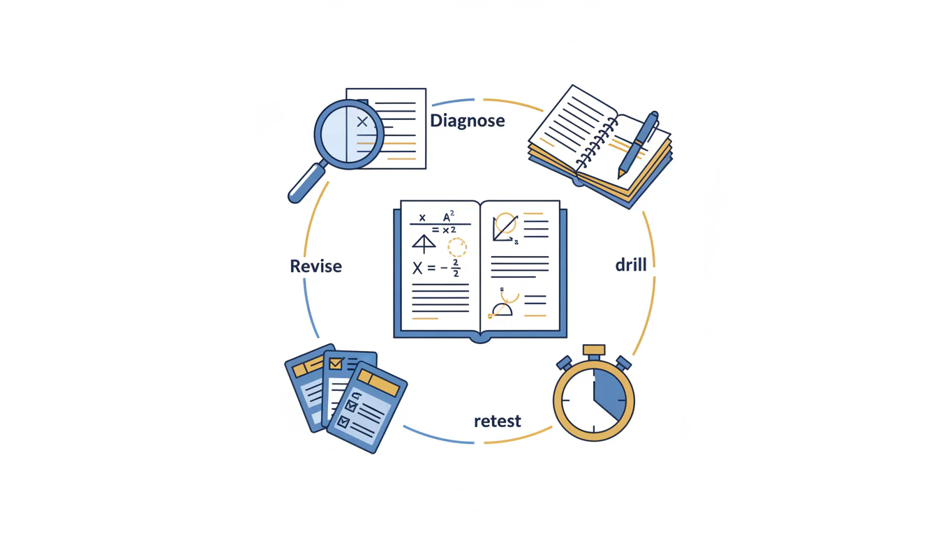 Four-step mathematics study repair loop
