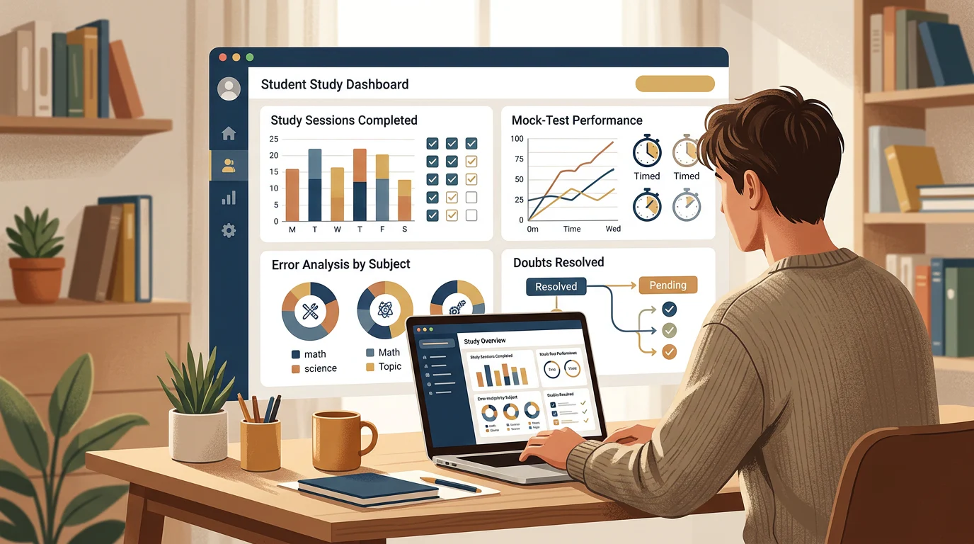 Two-week exam-prep review dashboard
