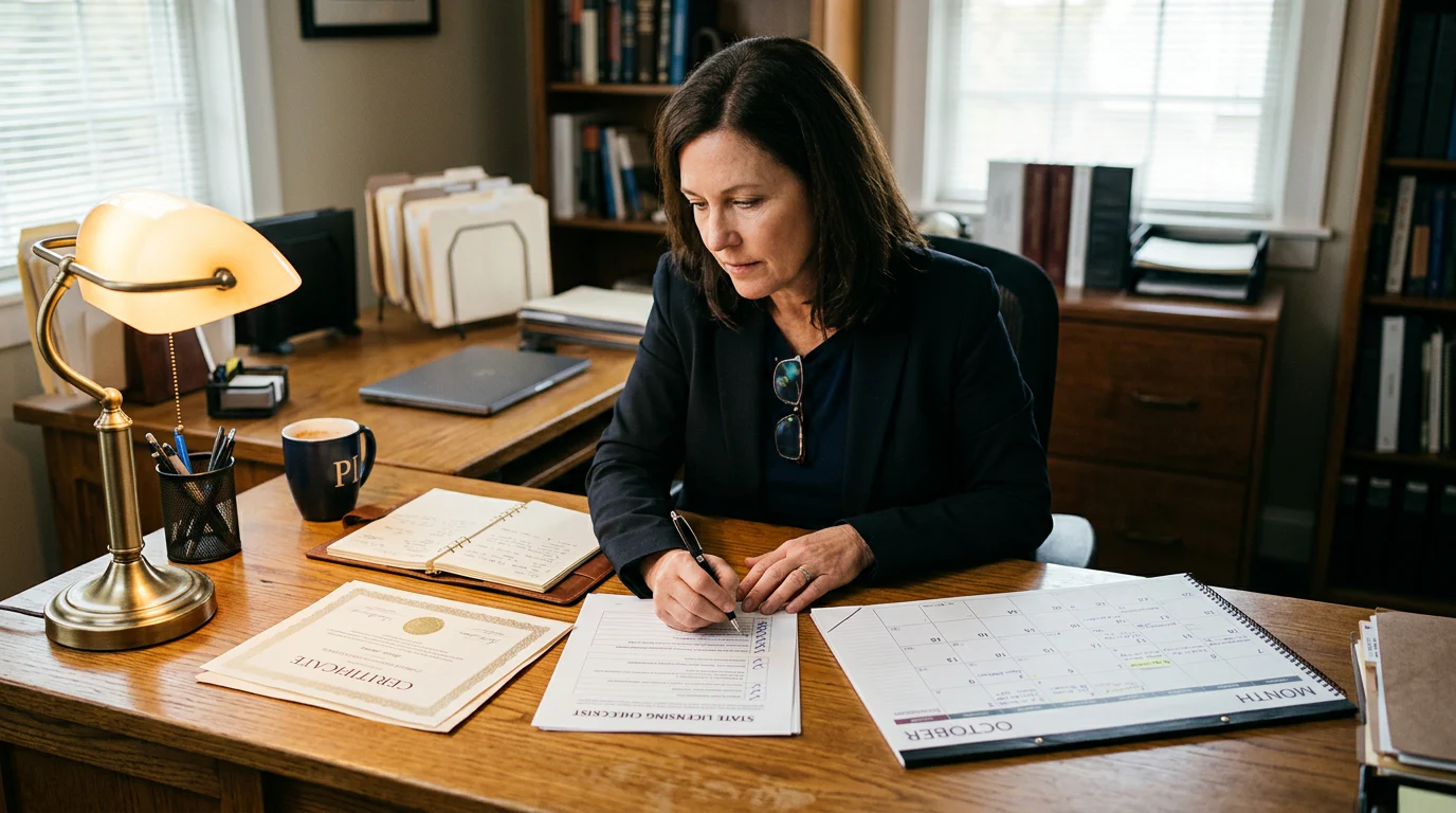 Investigator verifying continuing education documentation