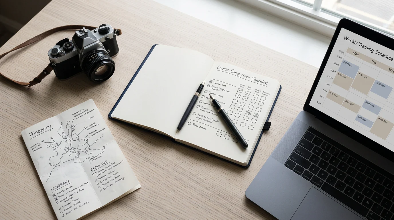 Investigator comparing surveillance course formats