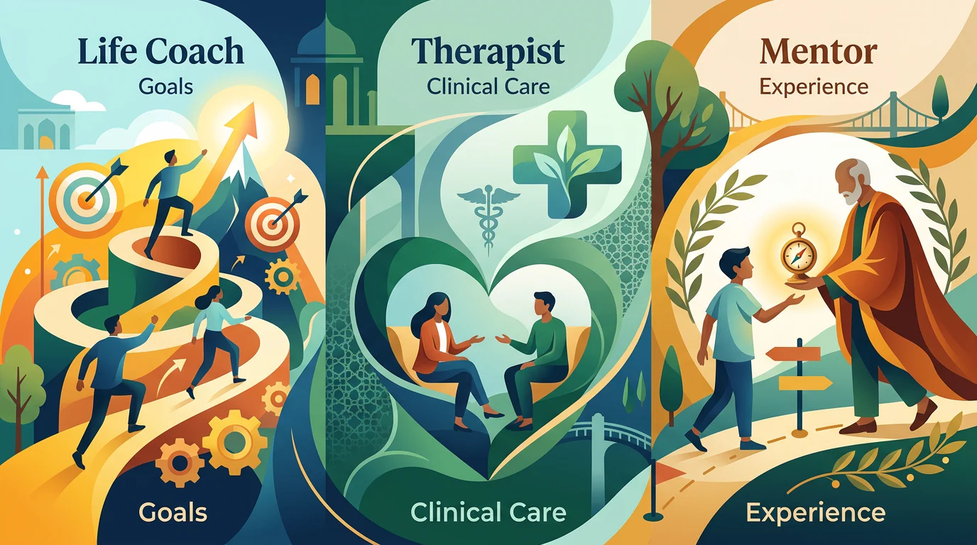 Goals, Clinical Care or Experience? Life Coach vs Therapist vs Mentor