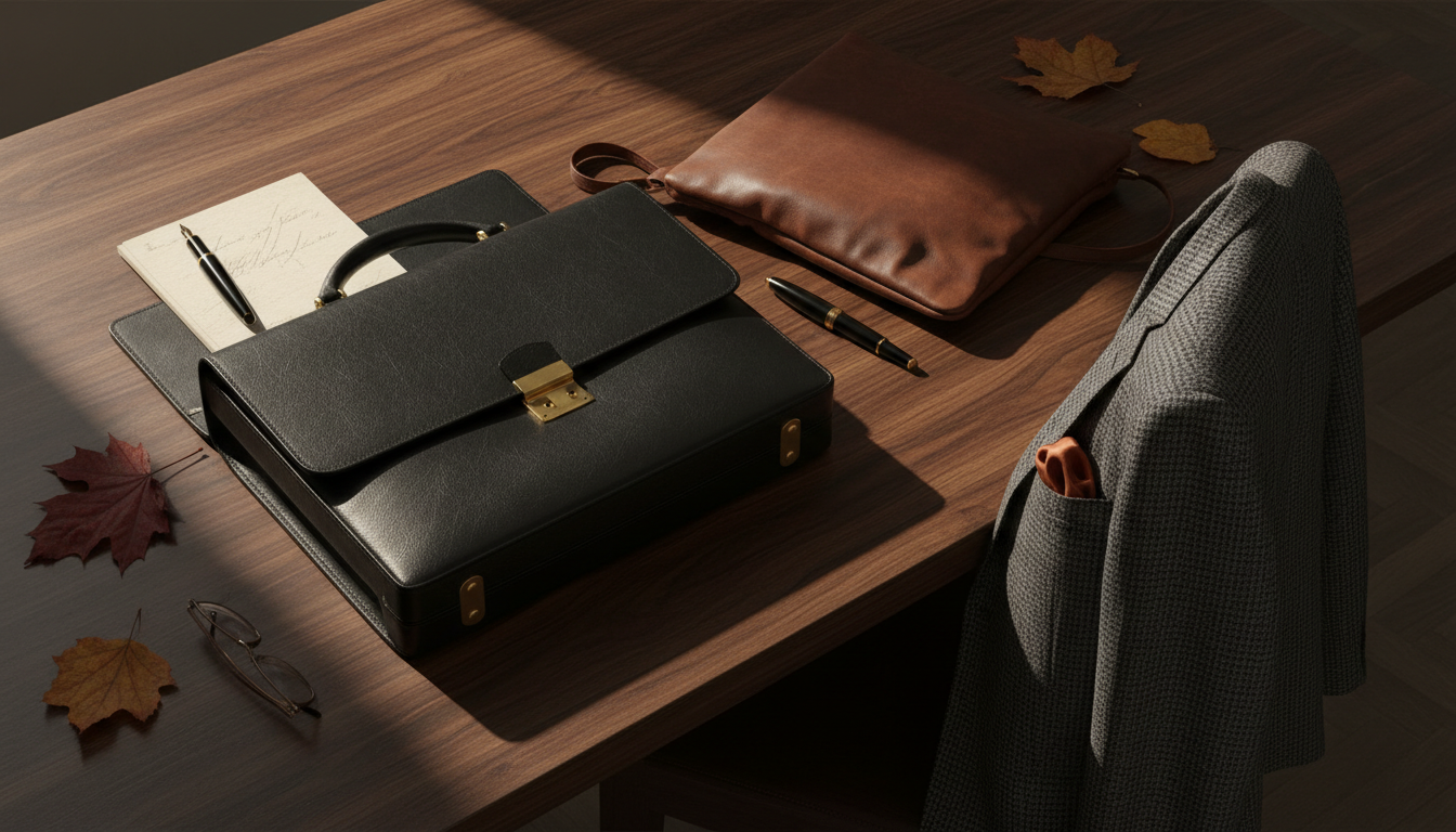 Luxury leather editorial workspace