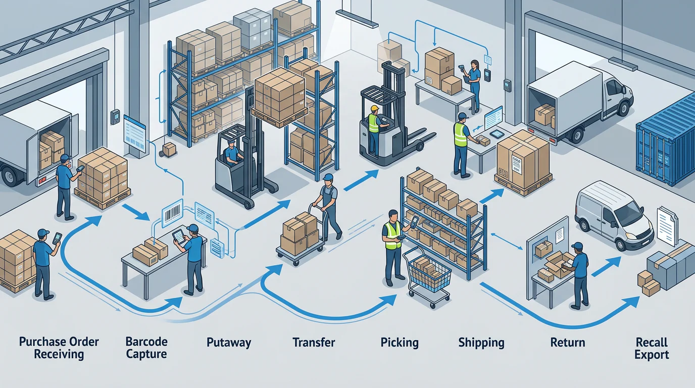 Traceability lifecycle from receiving to recall