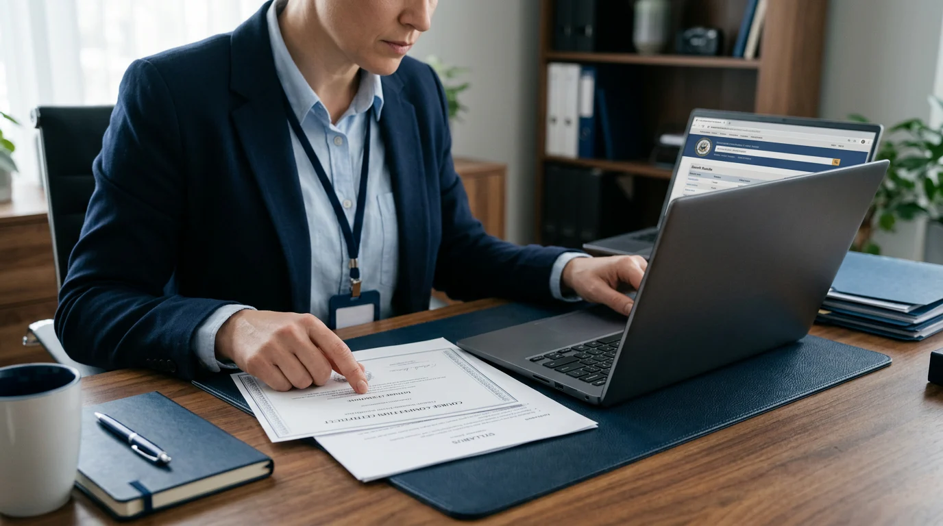 Investigator checking instructor credentials and course records