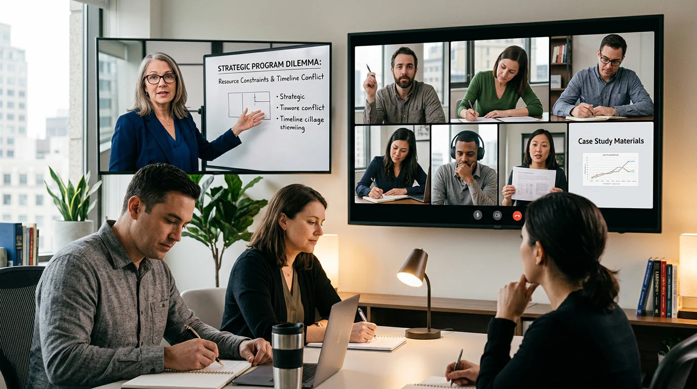 Mentor facilitating a virtual program management case