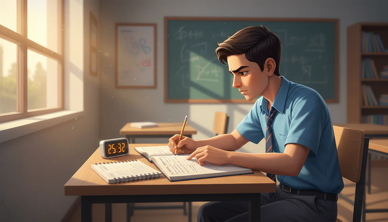 Student doing timed physics numerical drills