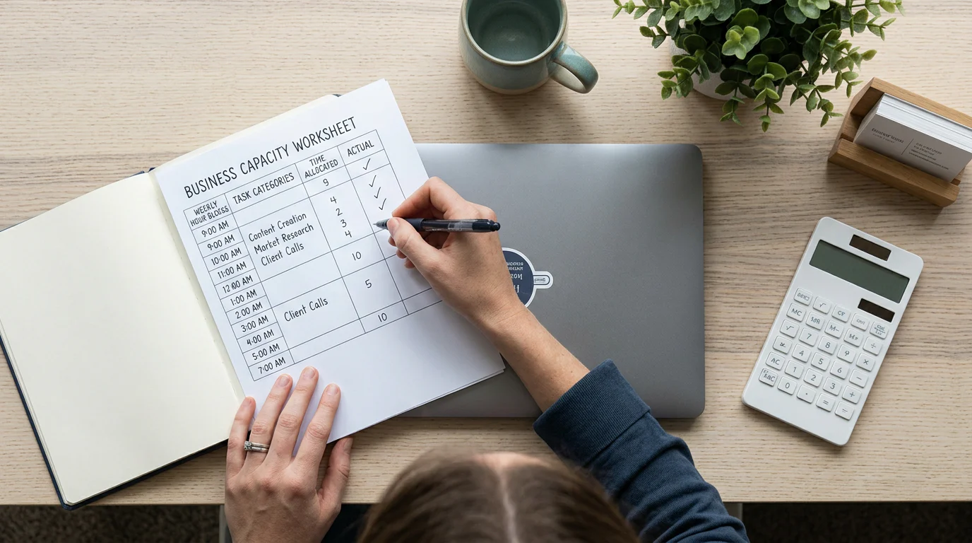 Lean business capacity worksheet on a desk