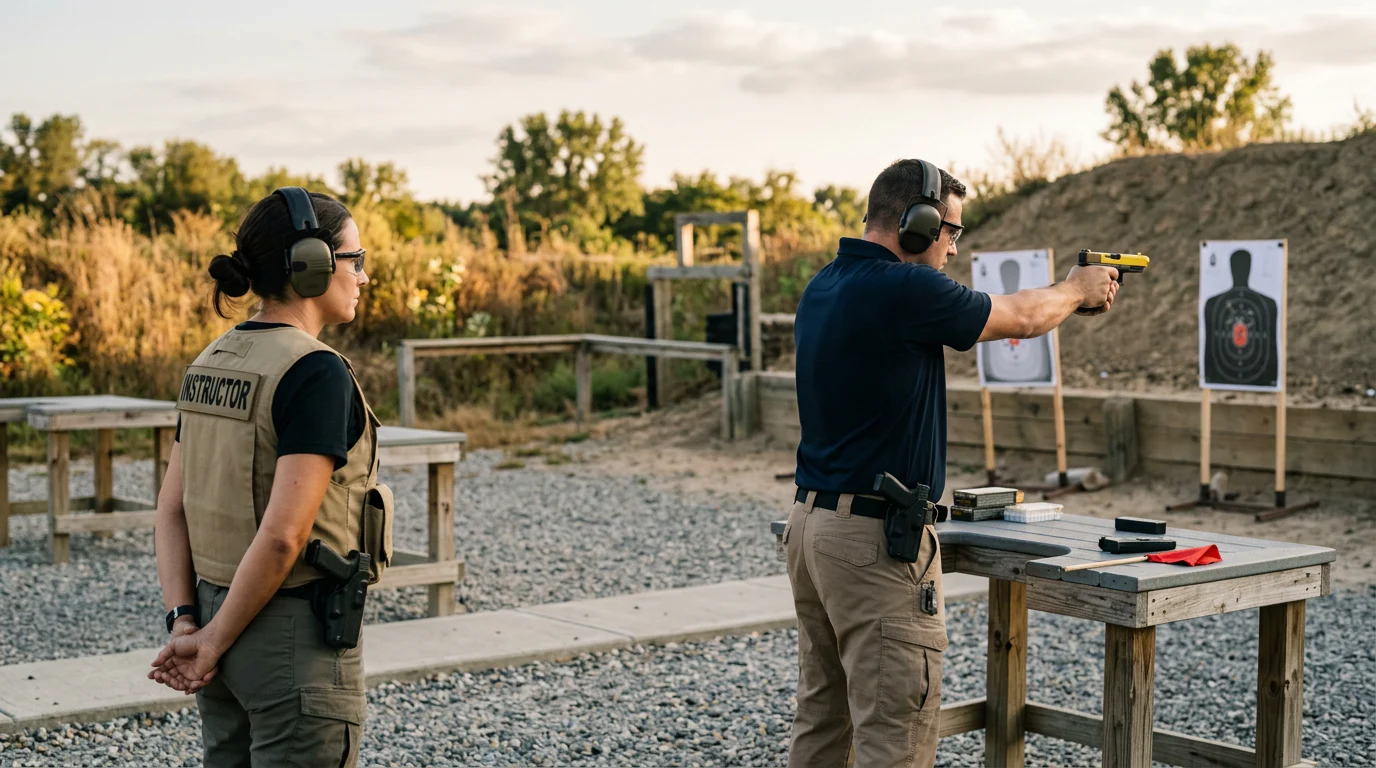 Professional handgun range qualification session