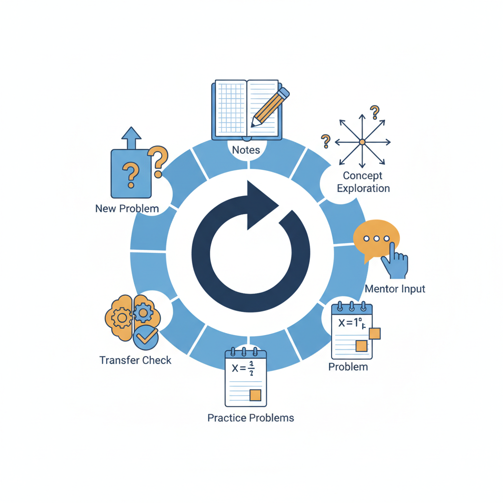Six-part physics mentoring cycle