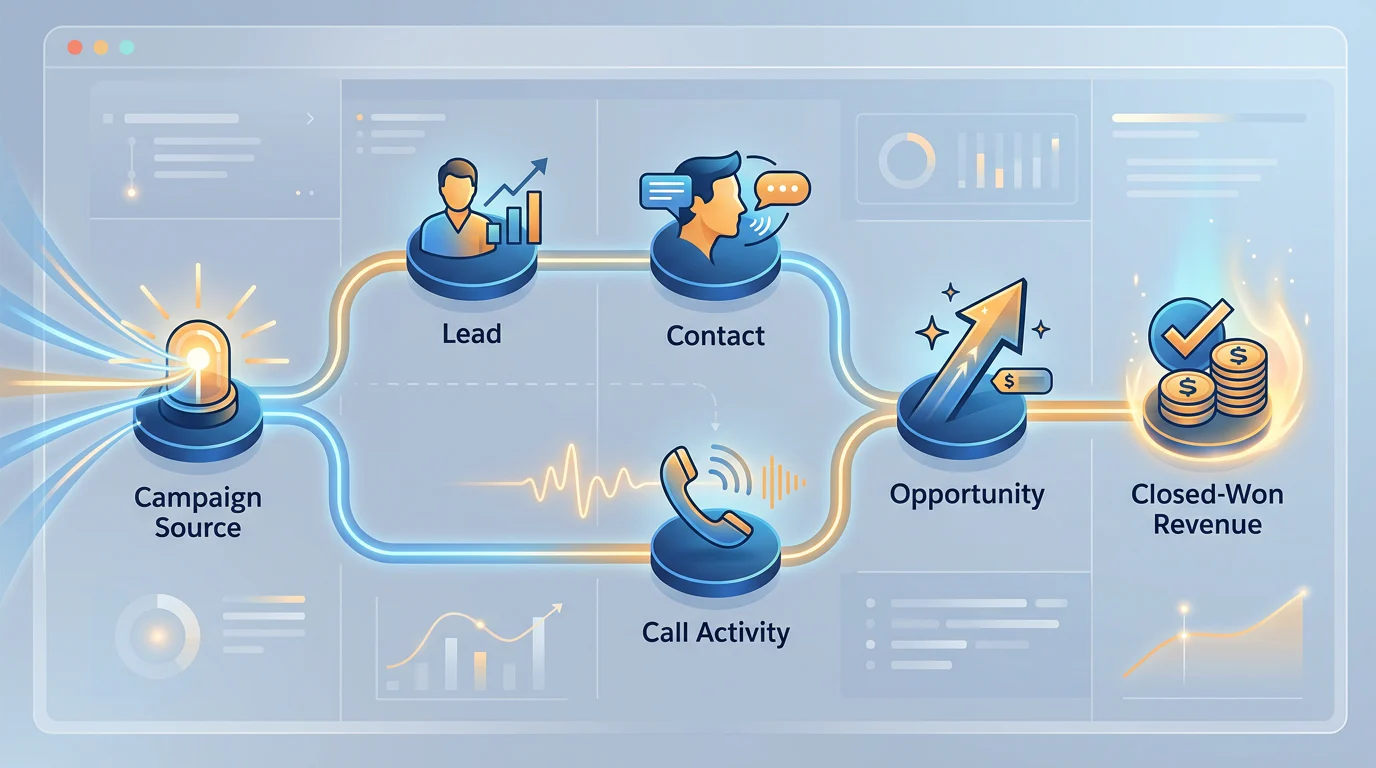 CRM data model for B2B call attribution