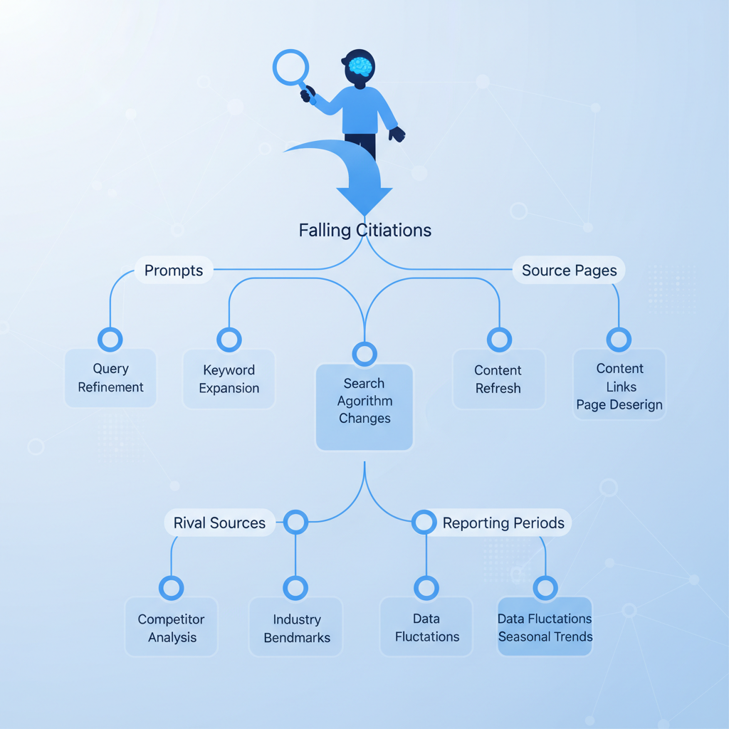 Decision tree for diagnosing an AI citation loss