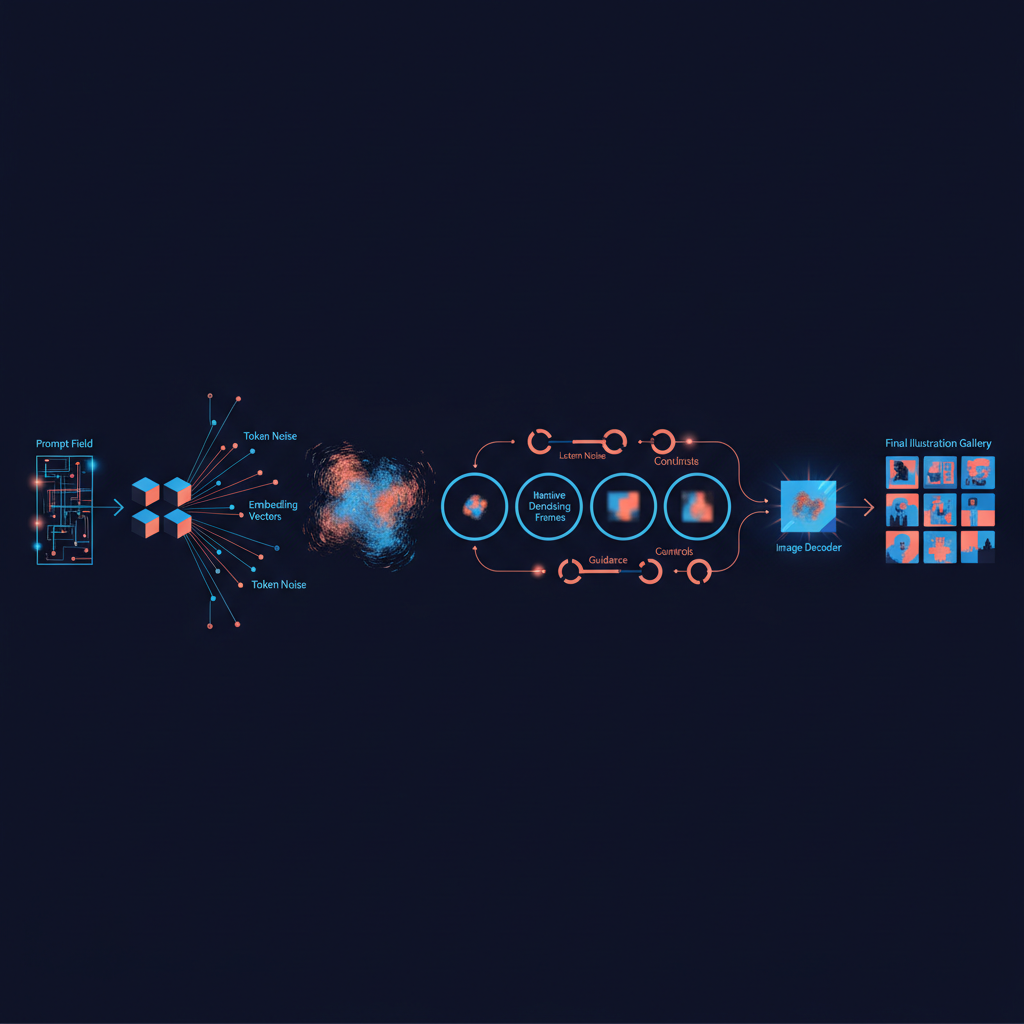 Seven-stage text-to-image generation workflow