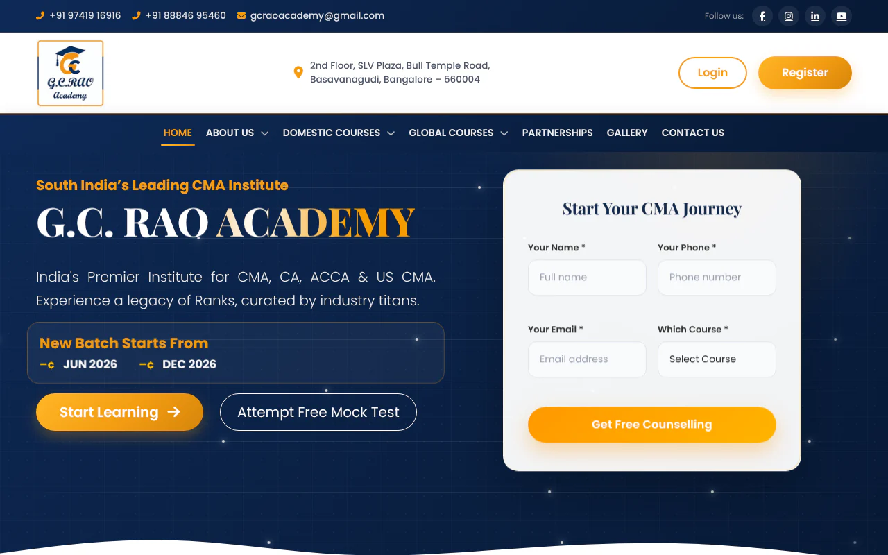 G.C. Rao Academy's website