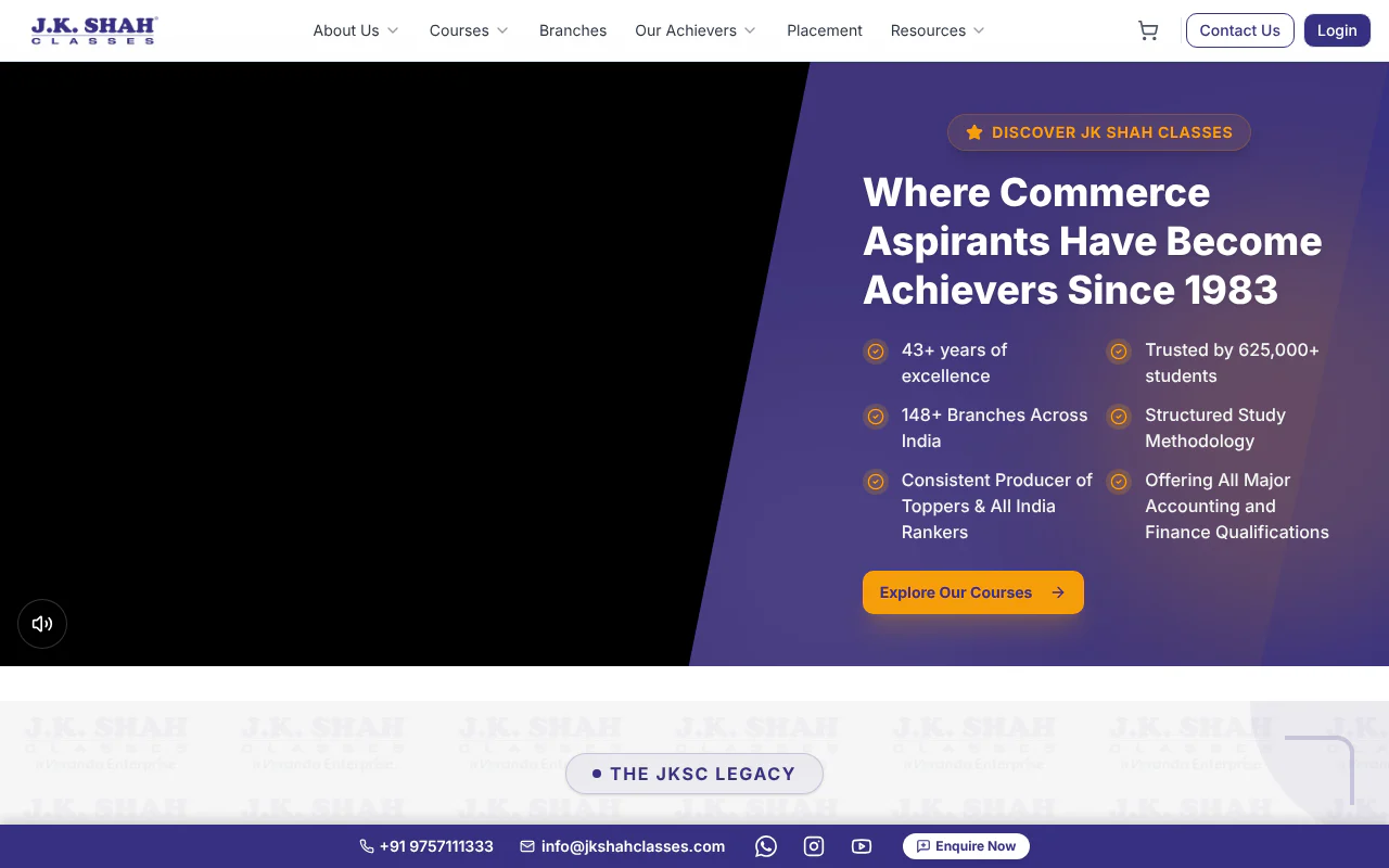 JK Shah Classes's website