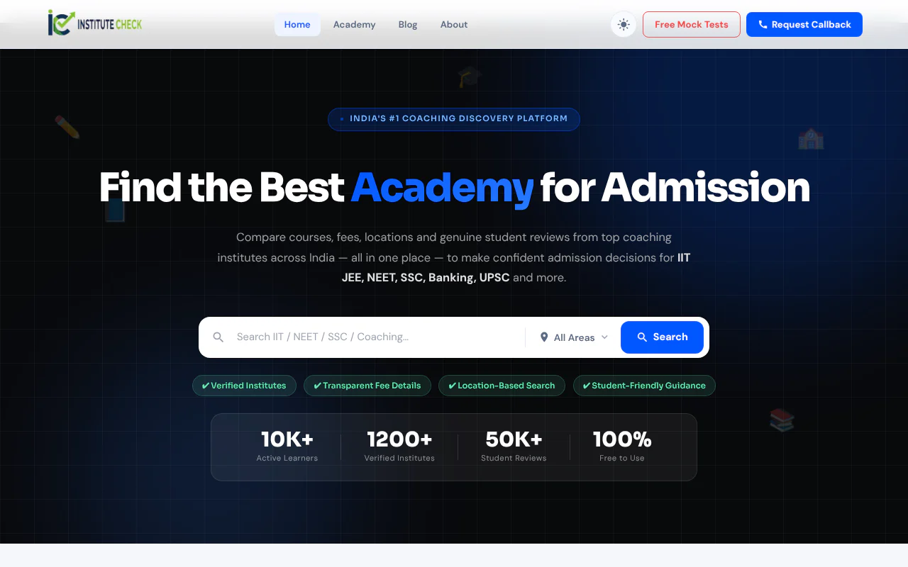 InstituteCheck product interface