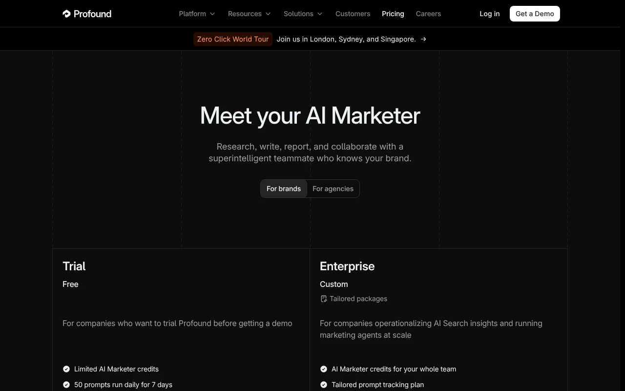 Profound's website