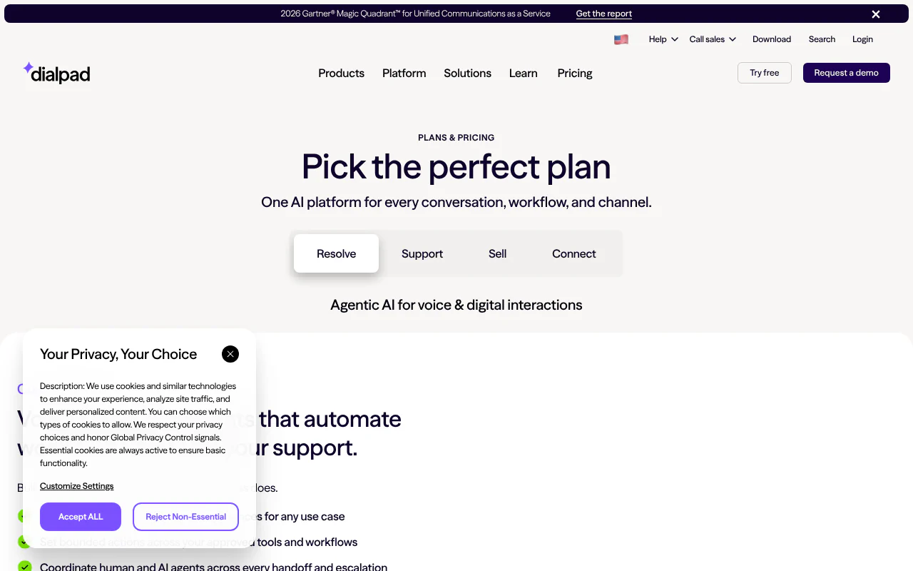 Dialpad's website