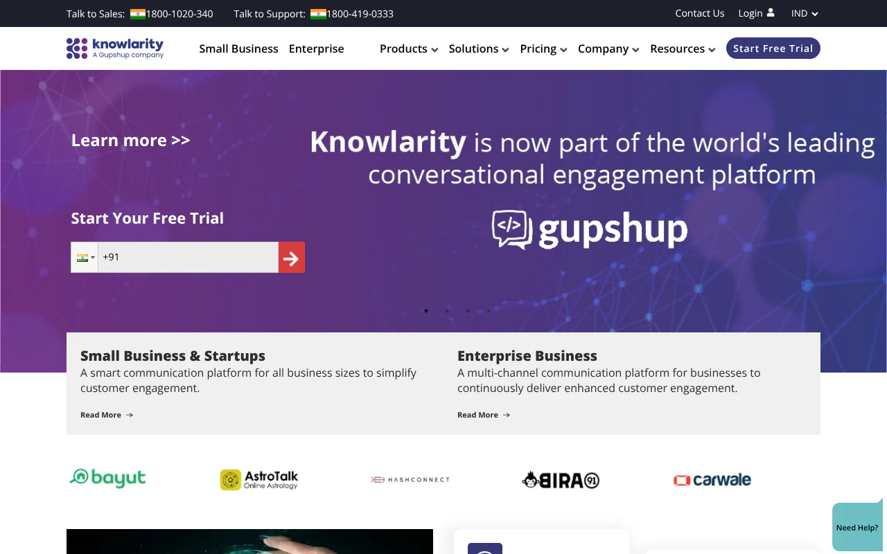Knowlarity's website