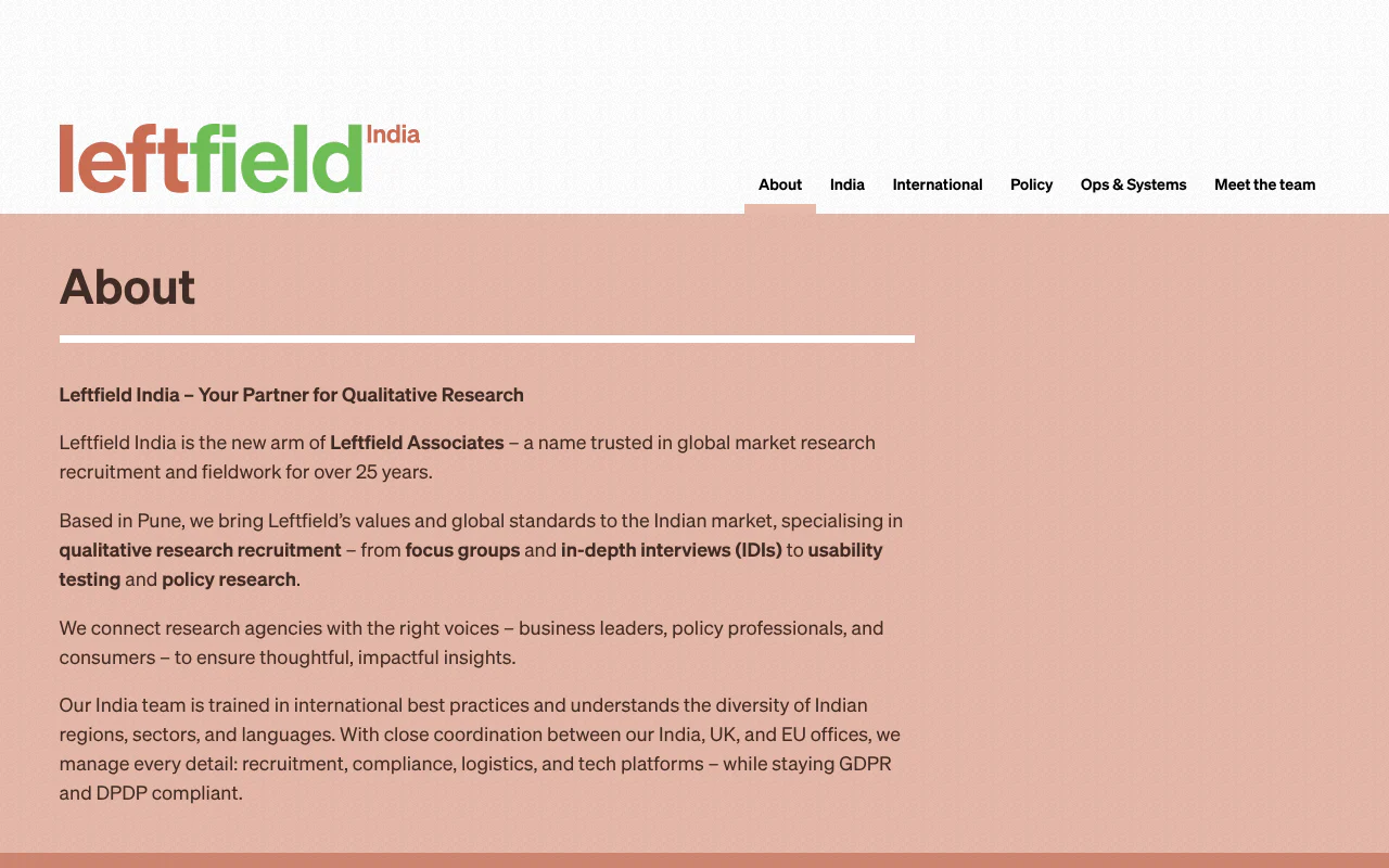 Leftfield India's website