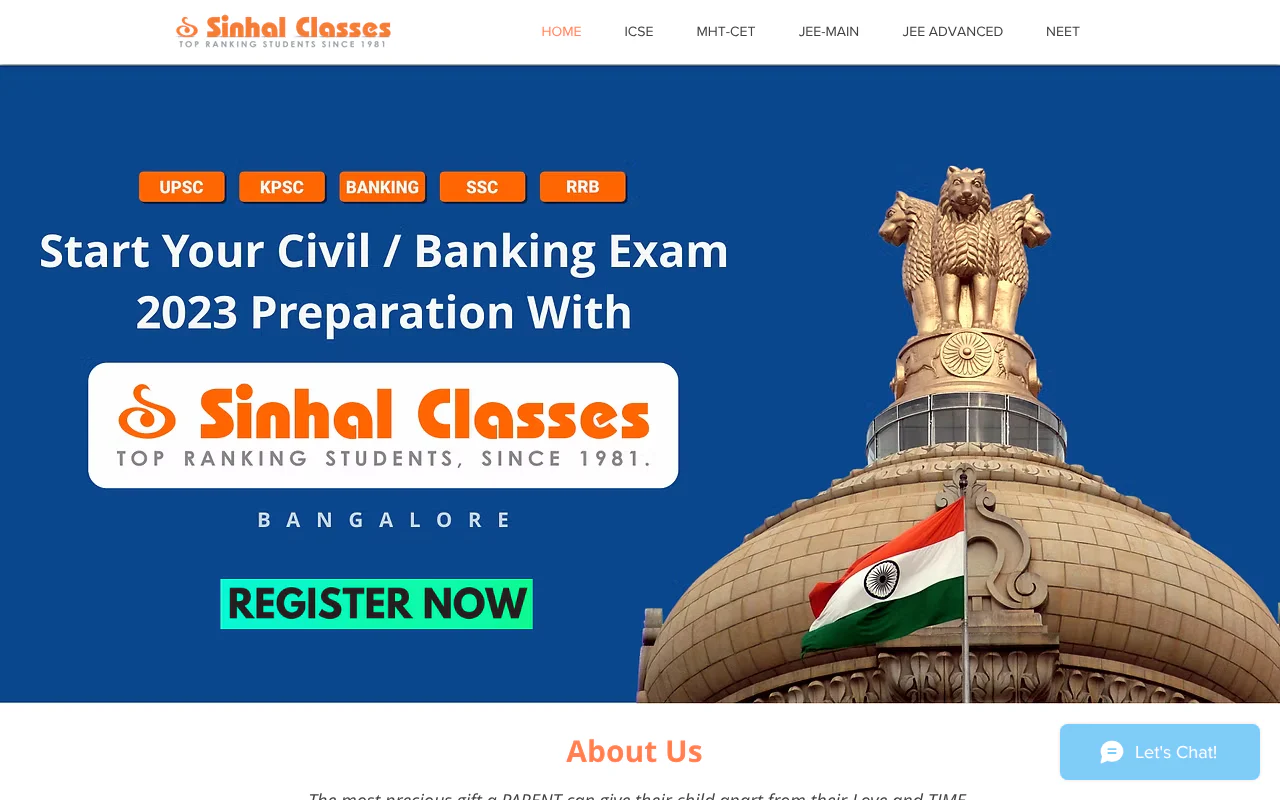 Sinhal Classes's website