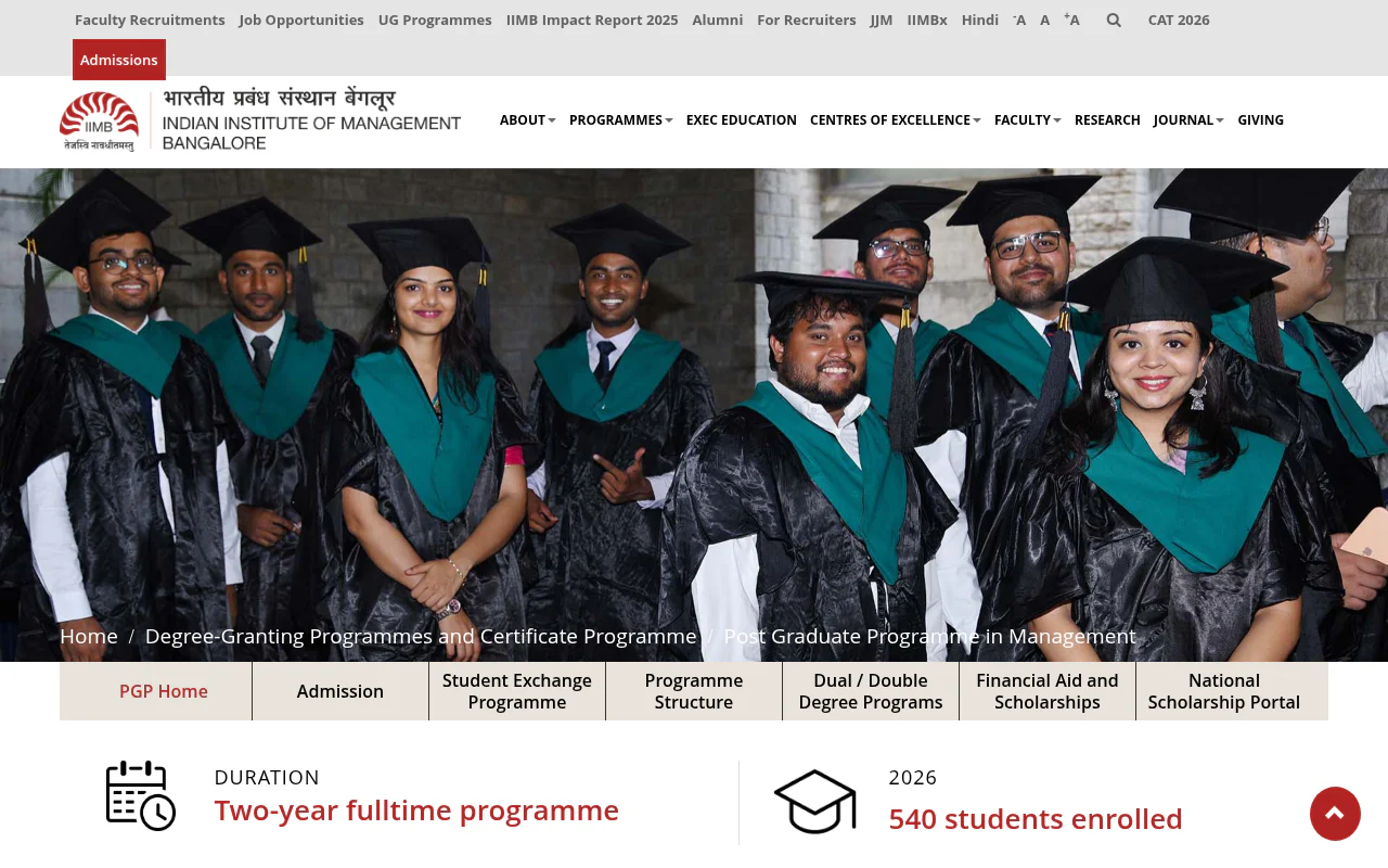 IIM Bangalore MBA's website