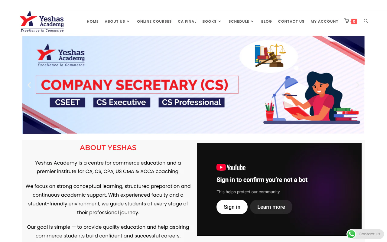 Yeshas Academy's website