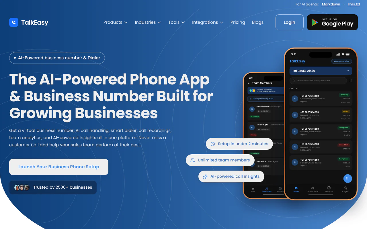 TalkEasy's website