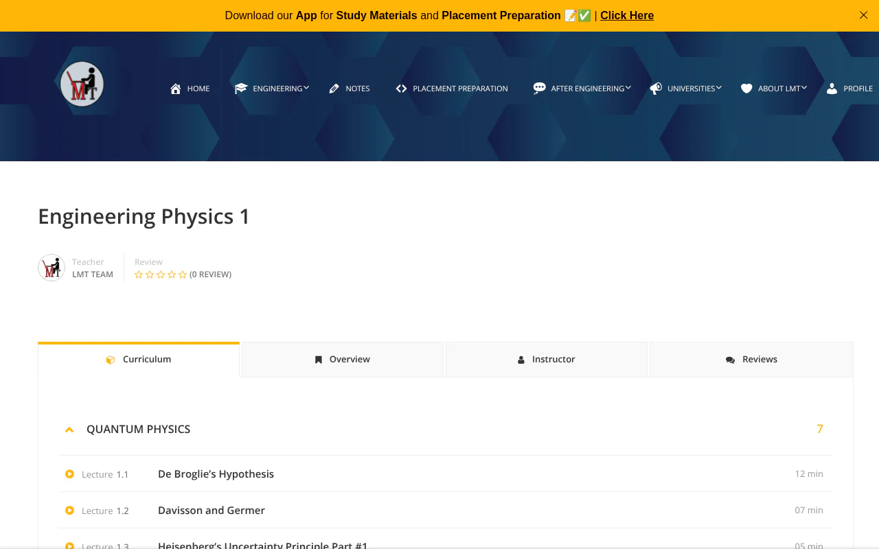 Last Moment Tuitions: Engineering Physics 1's website