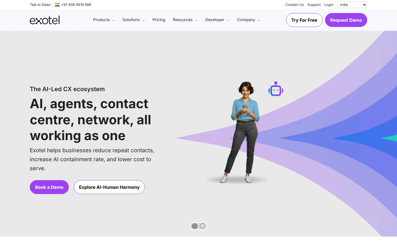 Exotel's website