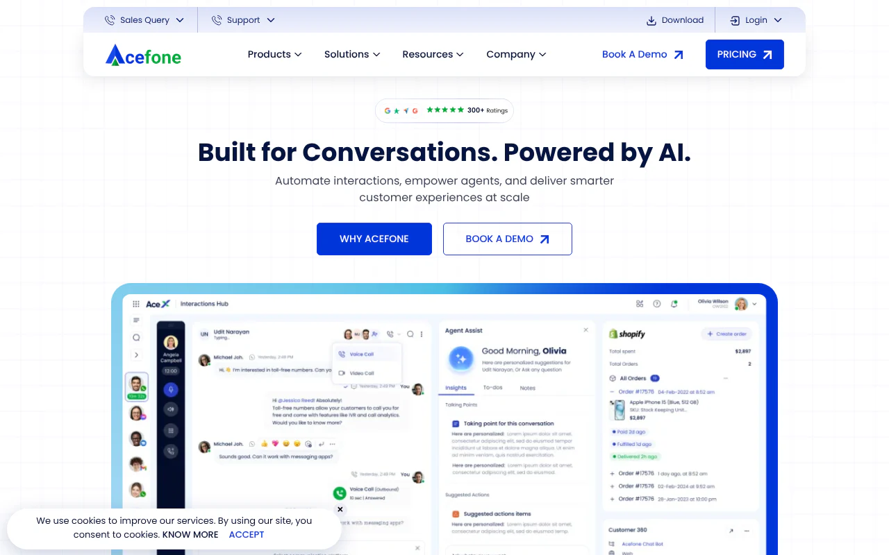 Acefone's website