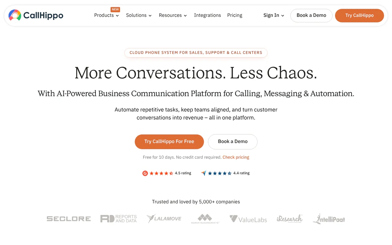 CallHippo's website