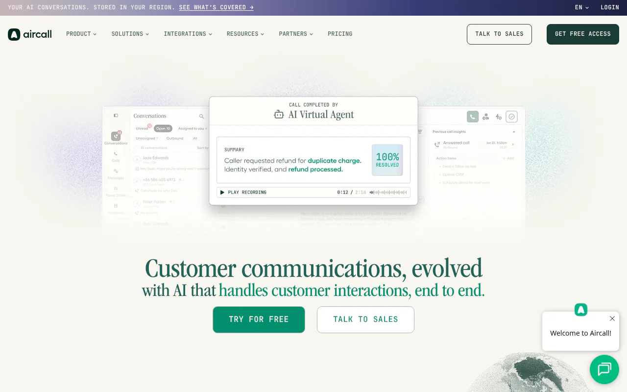 Aircall's website