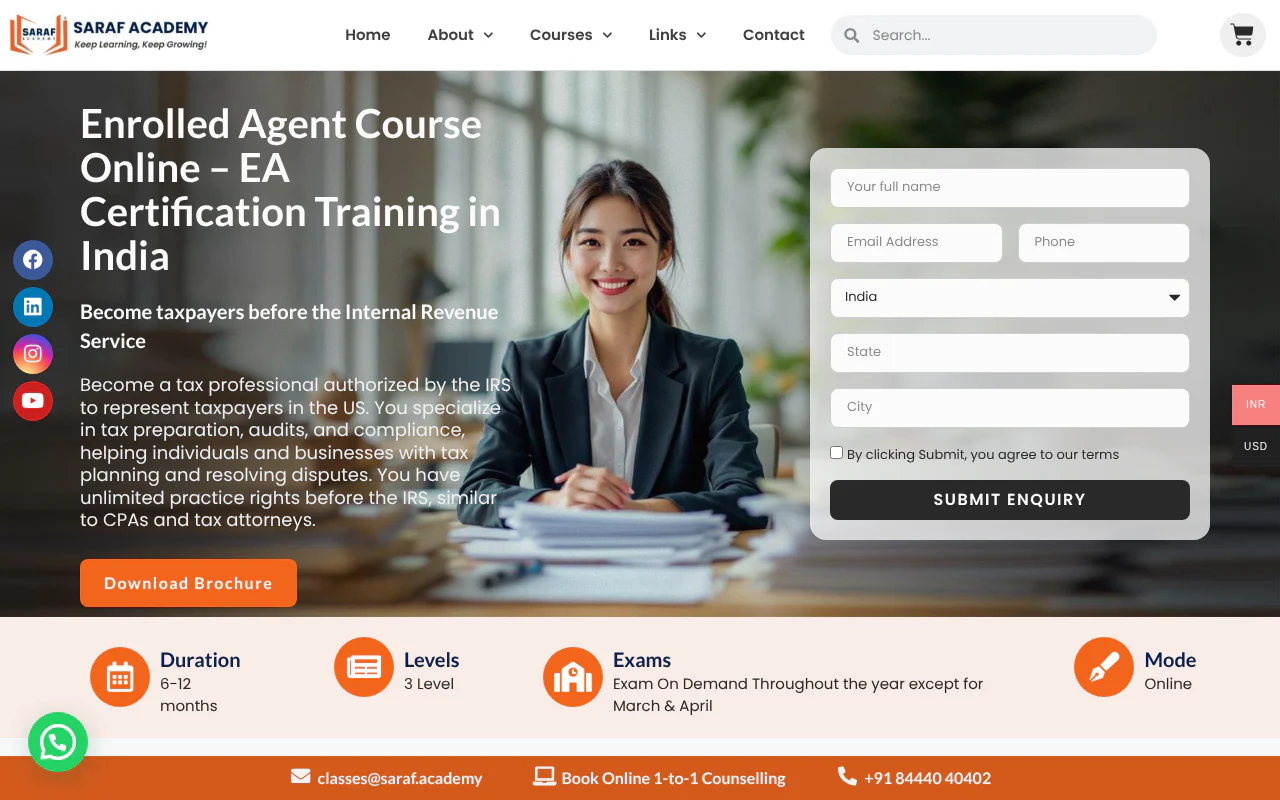 Saraf Academy's website